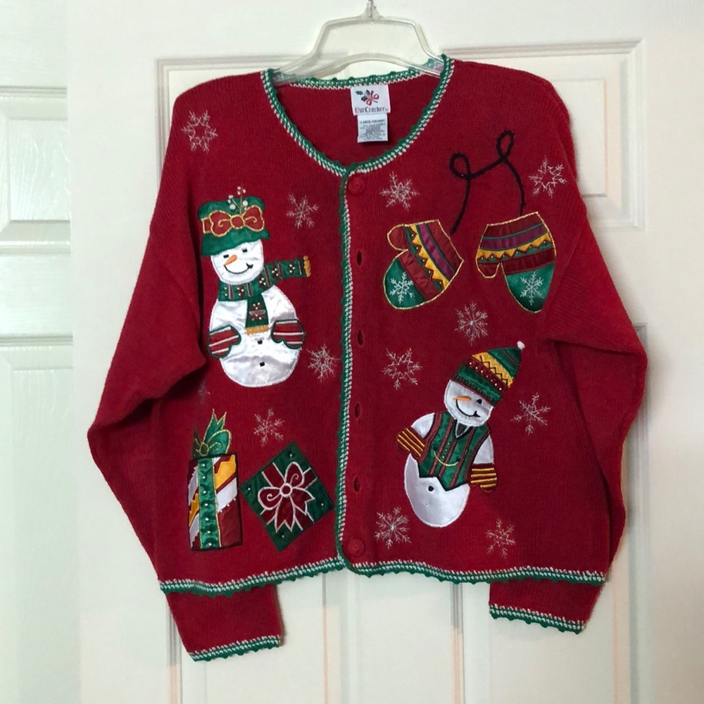 Festive Red Snowman Cardigan